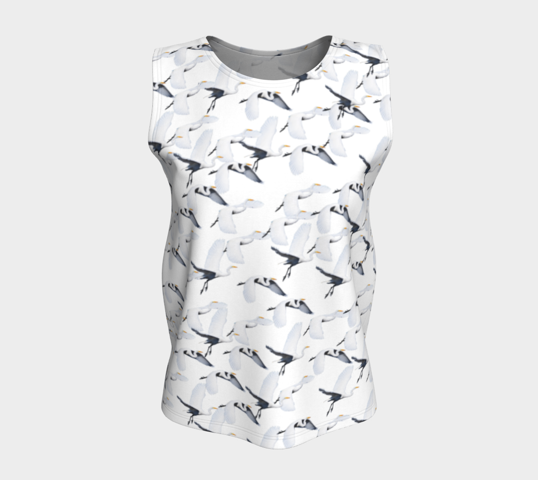 White Egret Migration (Long) Loose Tank Top