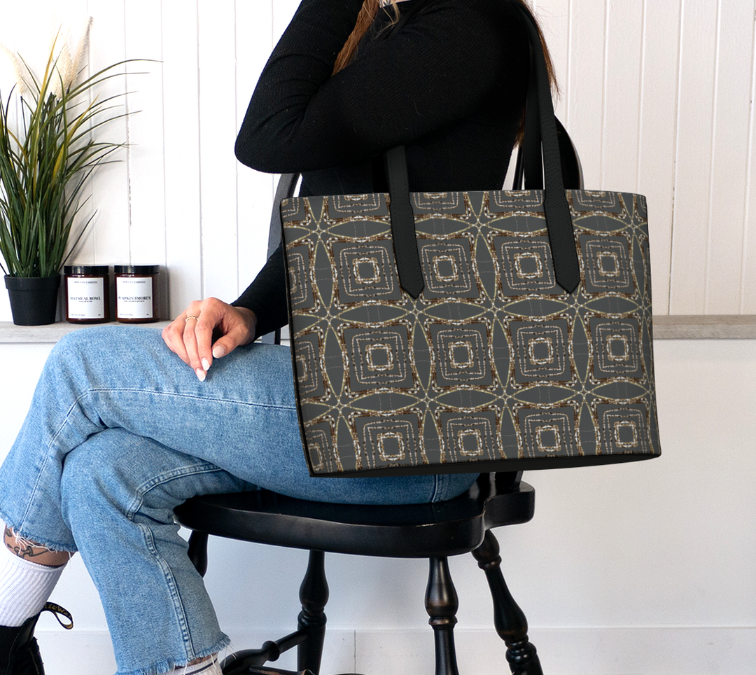 Lichen Log Grey Vegan Leather Tote Bag