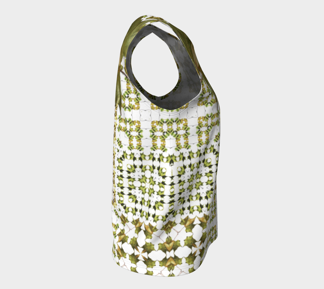Army Green Leaf Quilt ( Regular) Loose Tank Top