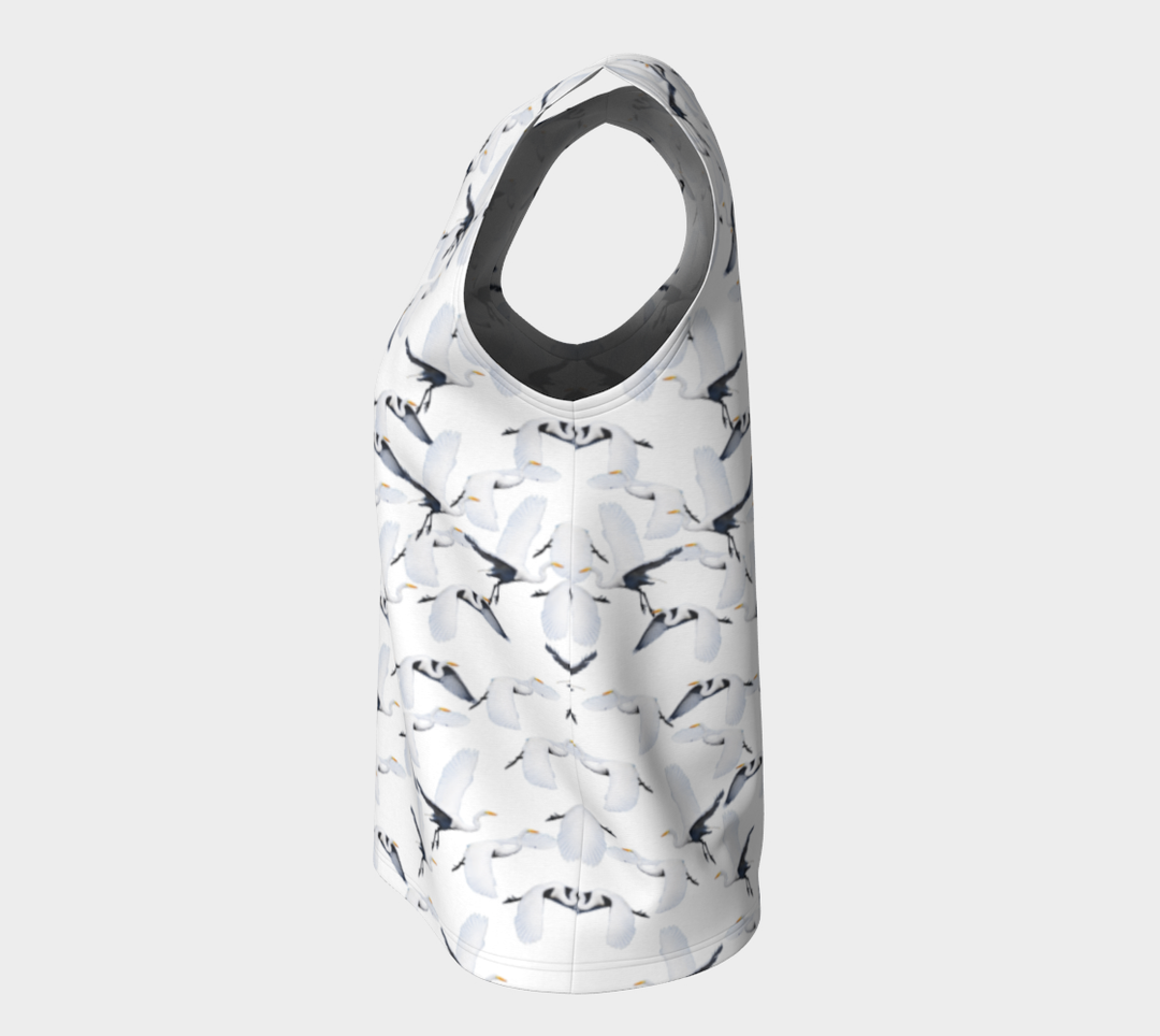 White Egret Migration (Regular) Loose Tank Top
