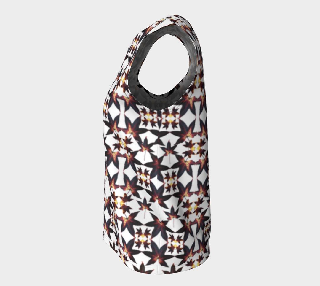 Black Leaf Jumble Quilt (Long) Loose Tank Top