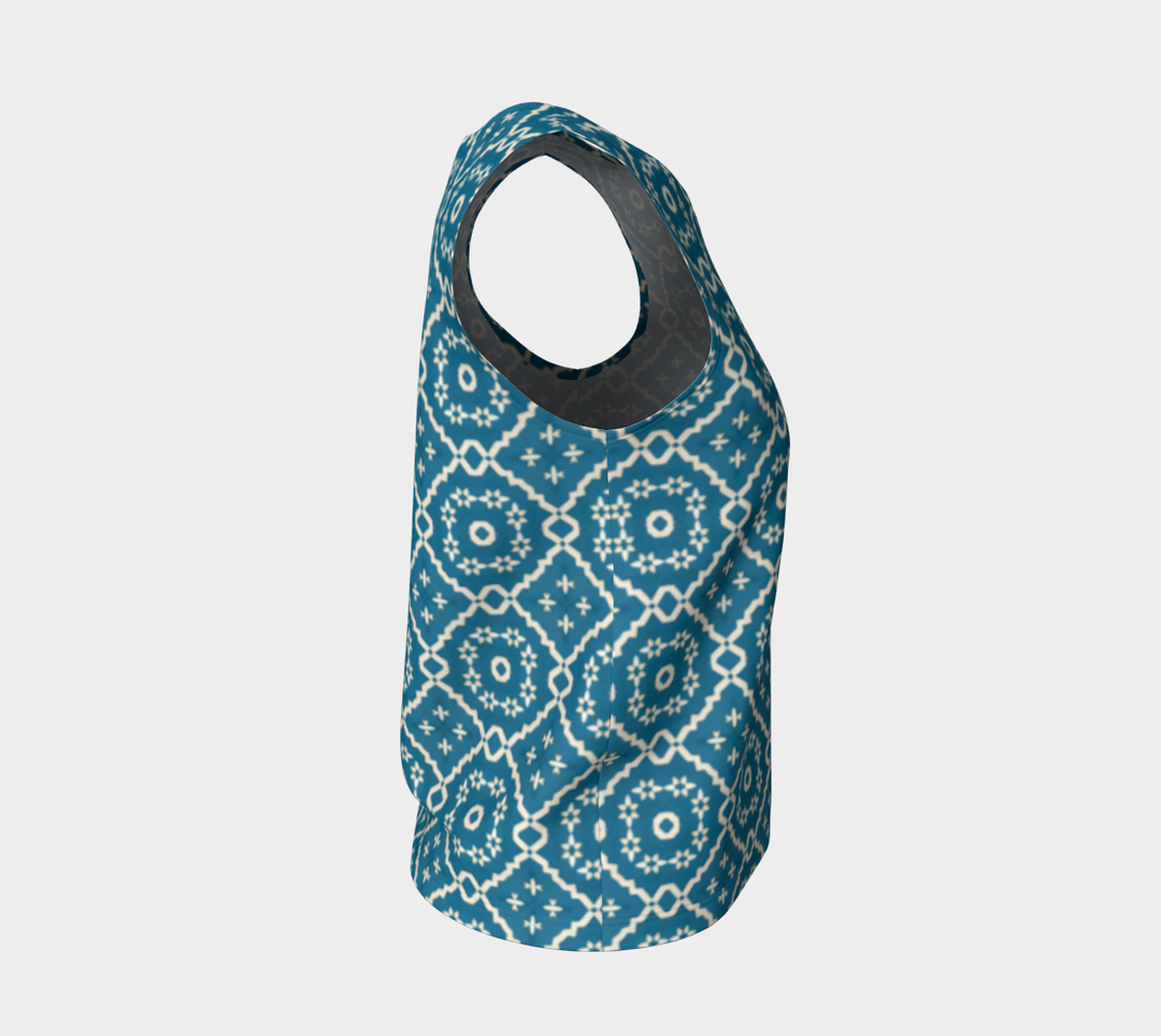 Camelbone Turquoise Flower (Regular) Loose Tank Top