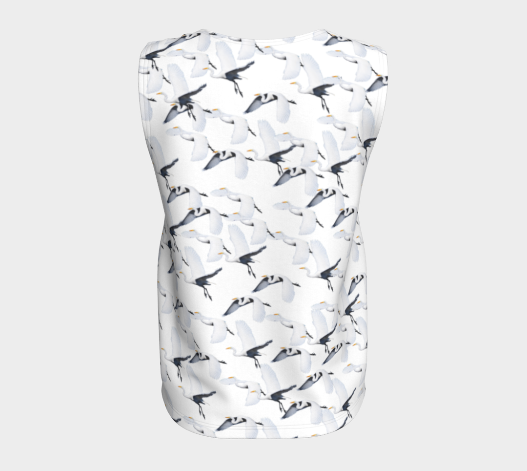 White Egret Migration (Regular) Loose Tank Top