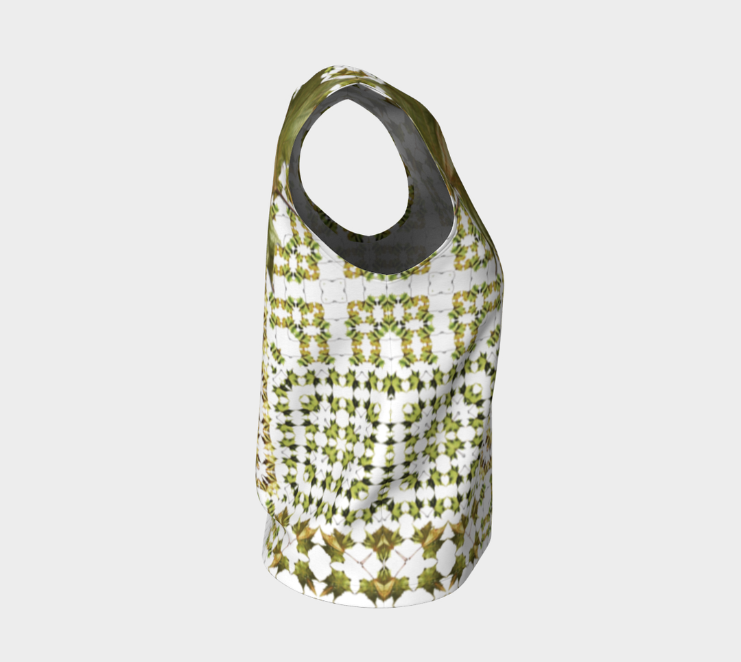 Army Green Leaf Quilt (Long) Loose tank top