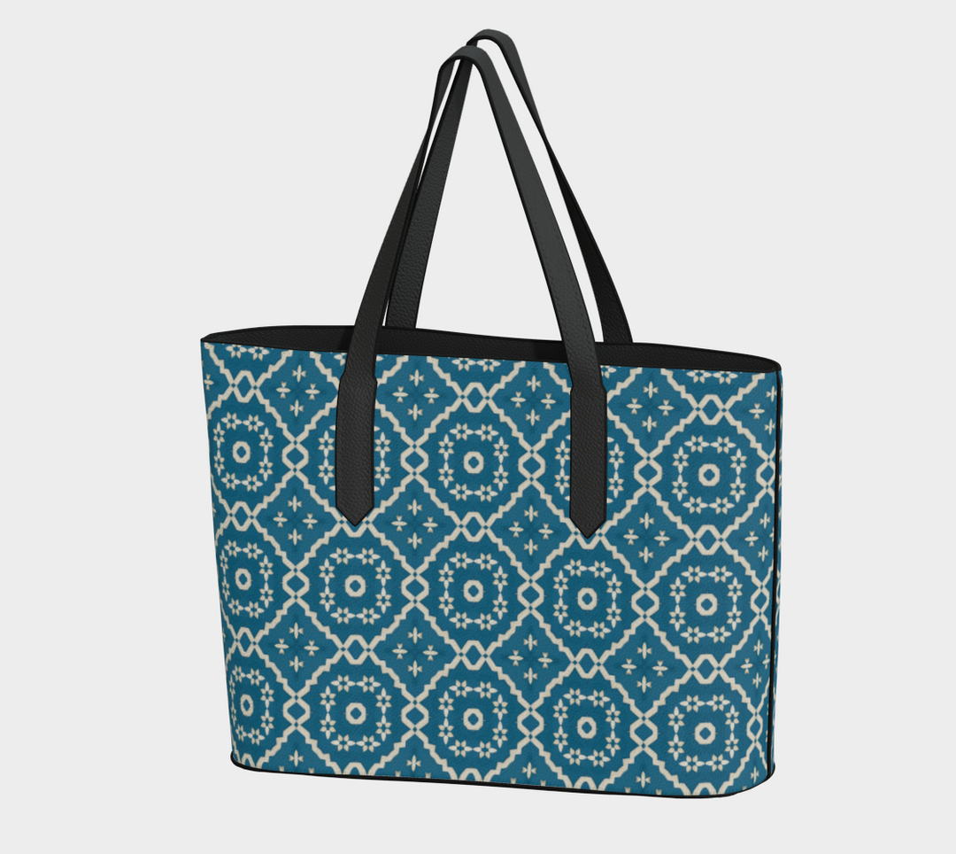 Camelbone Turquoise Flower Vegan Tote Bag