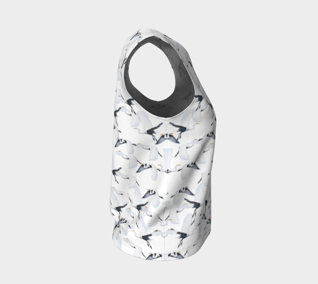 White Egret Migration (Long) Loose Tank Top