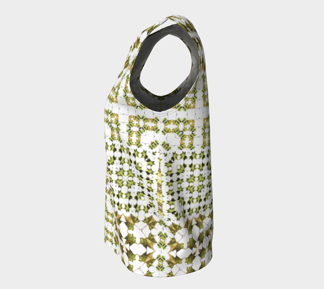 Army Green Leaf Quilt (Long) Loose tank top