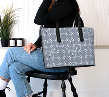 Load image into Gallery viewer, White Egret Check Vegan Leather Tote
