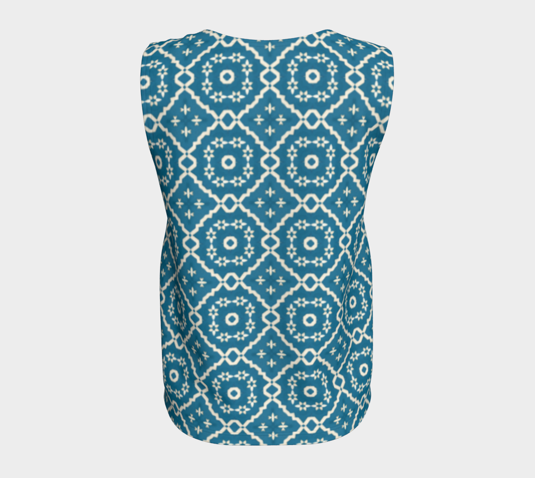 Camelbone Turquoise Flower (Long) Loose Tank Top