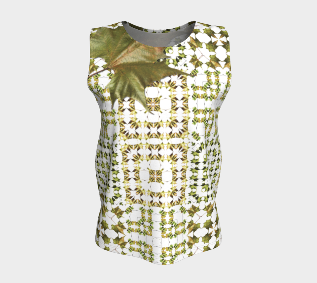 Army Green Leaf Quilt (Long) Loose tank top