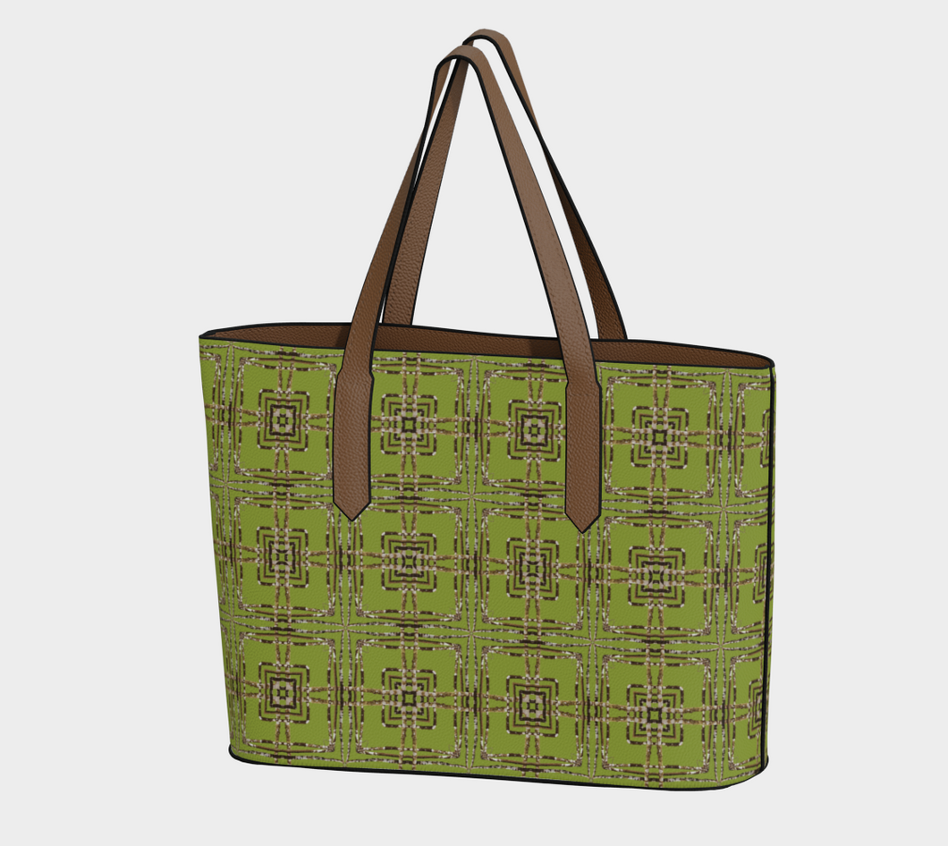 Lichen Log Green Vegan Leather Tote Bag